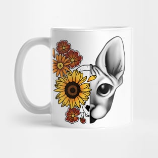 Sphynx Skull with Flowers Mug